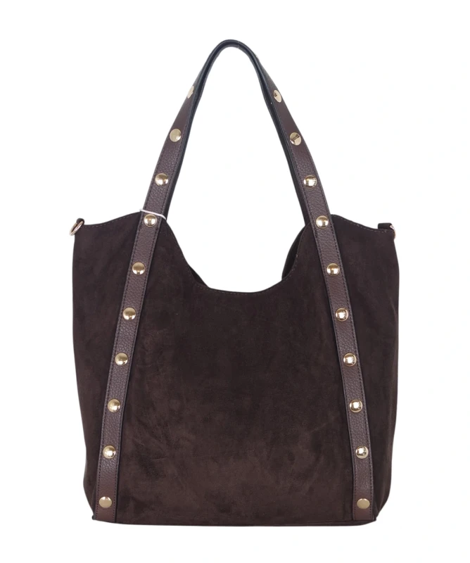 Andrea Massi Italy Torebka Shopper A4 | Zamsz Ekologiczny | Dżety | Rączki + Pasek