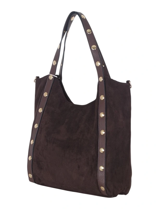 Andrea Massi Italy Torebka Shopper A4 | Zamsz Ekologiczny | Dżety | Rączki + Pasek