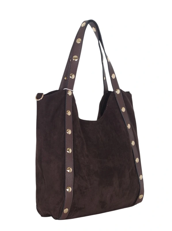 Andrea Massi Italy Torebka Shopper A4 | Zamsz Ekologiczny | Dżety | Rączki + Pasek