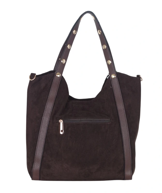 Andrea Massi Italy Torebka Shopper A4 | Zamsz Ekologiczny | Dżety | Rączki + Pasek