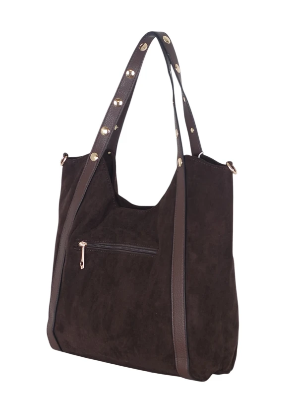 Andrea Massi Italy Torebka Shopper A4 | Zamsz Ekologiczny | Dżety | Rączki + Pasek