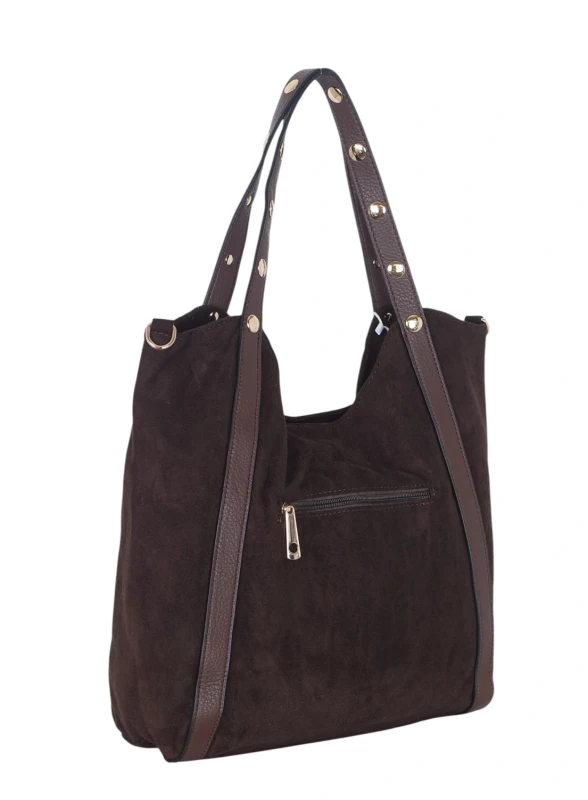 Andrea Massi Italy Torebka Shopper A4 | Zamsz Ekologiczny | Dżety | Rączki + Pasek