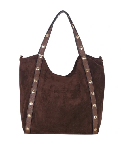 Andrea Massi Italy Torebka Shopper A4 | Zamsz Ekologiczny | Dżety | Rączki + Pasek