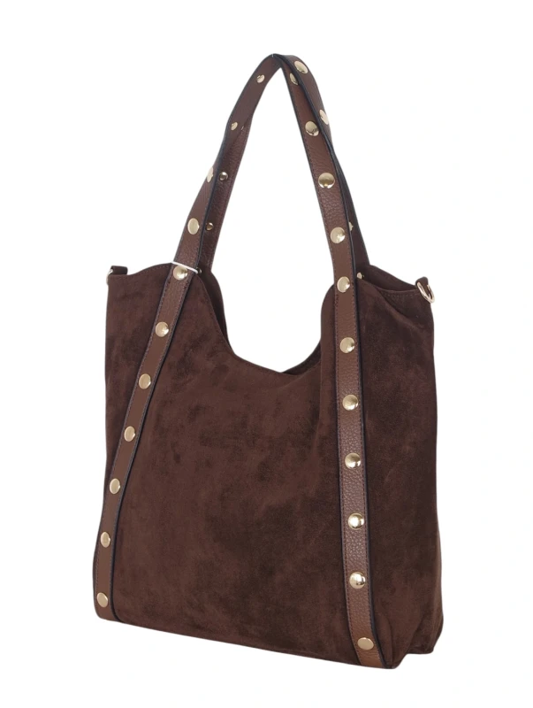 Andrea Massi Italy Torebka Shopper A4 | Zamsz Ekologiczny | Dżety | Rączki + Pasek