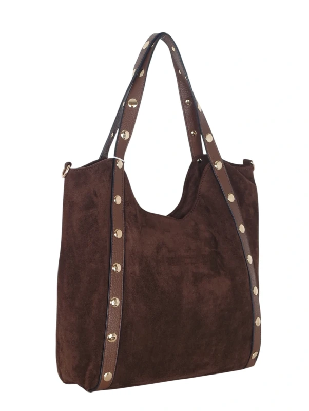 Andrea Massi Italy Torebka Shopper A4 | Zamsz Ekologiczny | Dżety | Rączki + Pasek