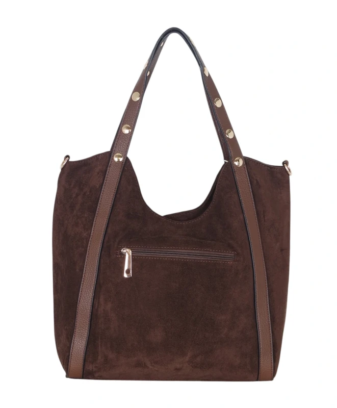 Andrea Massi Italy Torebka Shopper A4 | Zamsz Ekologiczny | Dżety | Rączki + Pasek
