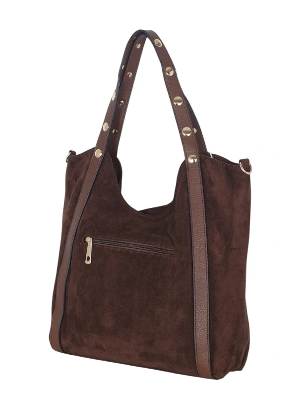 Andrea Massi Italy Torebka Shopper A4 | Zamsz Ekologiczny | Dżety | Rączki + Pasek