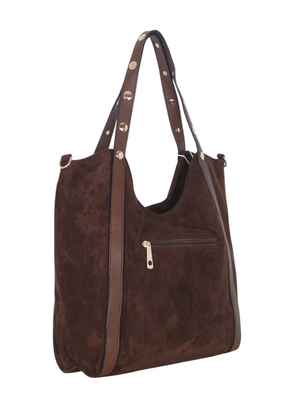 Andrea Massi Italy Torebka Shopper A4 | Zamsz Ekologiczny | Dżety | Rączki + Pasek