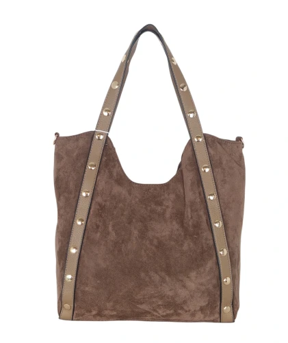 Andrea Massi Italy Torebka Shopper A4 | Zamsz Ekologiczny | Dżety | Rączki + Pasek