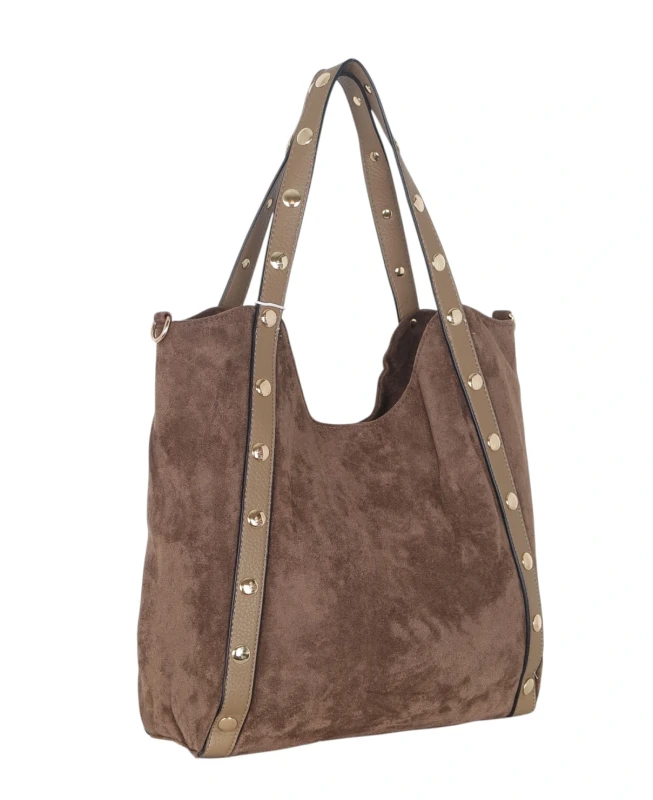 Andrea Massi Italy Torebka Shopper A4 | Zamsz Ekologiczny | Dżety | Rączki + Pasek