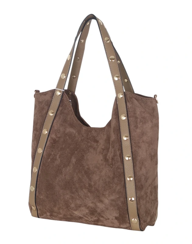 Andrea Massi Italy Torebka Shopper A4 | Zamsz Ekologiczny | Dżety | Rączki + Pasek