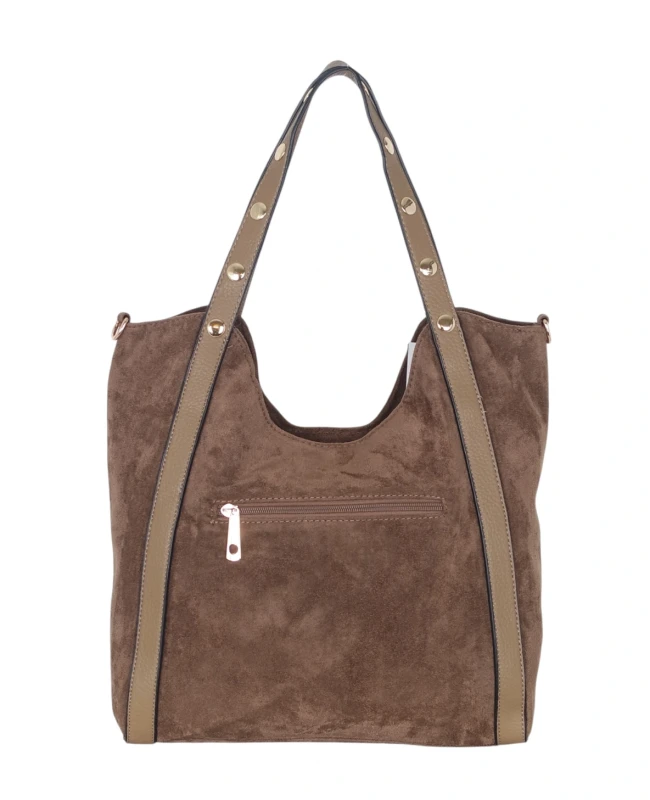 Andrea Massi Italy Torebka Shopper A4 | Zamsz Ekologiczny | Dżety | Rączki + Pasek