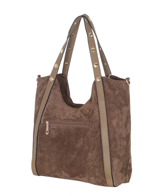 Andrea Massi Italy Torebka Shopper A4 | Zamsz Ekologiczny | Dżety | Rączki + Pasek