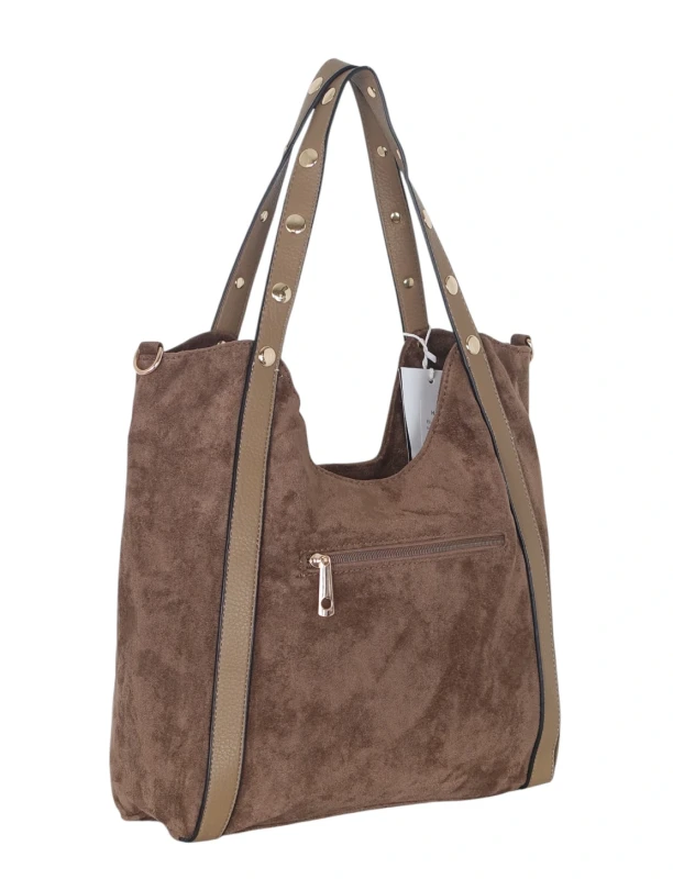 Andrea Massi Italy Torebka Shopper A4 | Zamsz Ekologiczny | Dżety | Rączki + Pasek