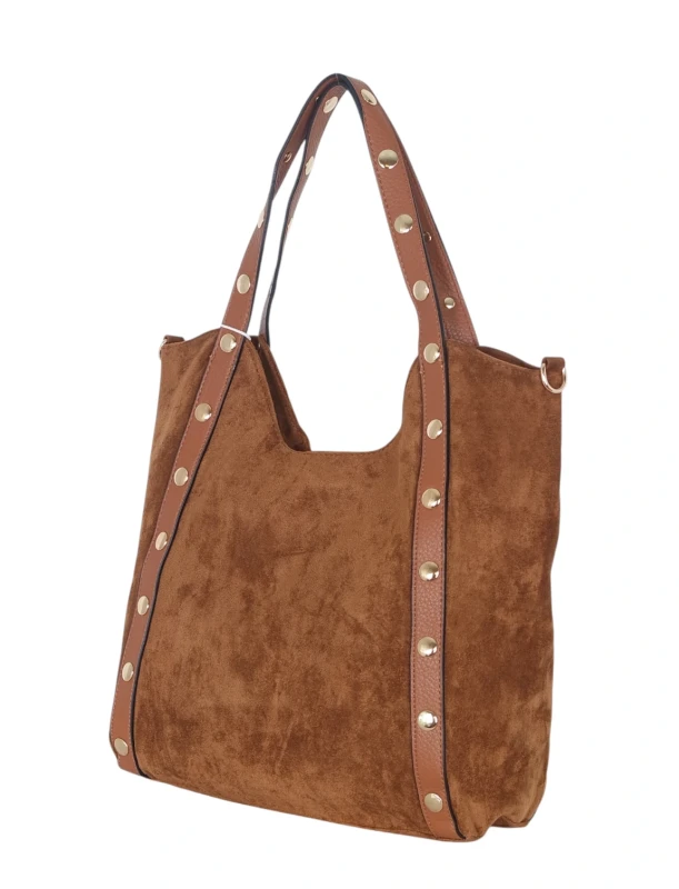 Andrea Massi Italy Torebka Shopper A4 | Zamsz Ekologiczny | Dżety | Rączki + Pasek