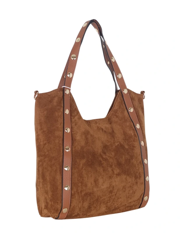 Andrea Massi Italy Torebka Shopper A4 | Zamsz Ekologiczny | Dżety | Rączki + Pasek