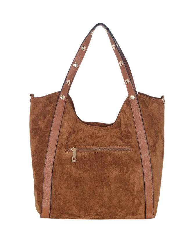 Andrea Massi Italy Torebka Shopper A4 | Zamsz Ekologiczny | Dżety | Rączki + Pasek