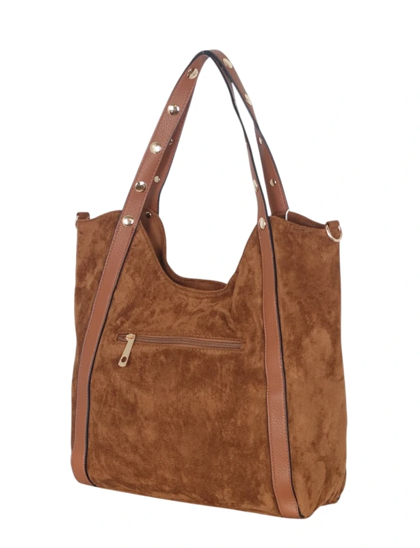 Andrea Massi Italy Torebka Shopper A4 | Zamsz Ekologiczny | Dżety | Rączki + Pasek