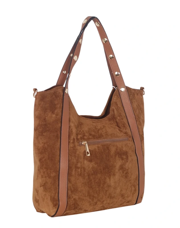Andrea Massi Italy Torebka Shopper A4 | Zamsz Ekologiczny | Dżety | Rączki + Pasek