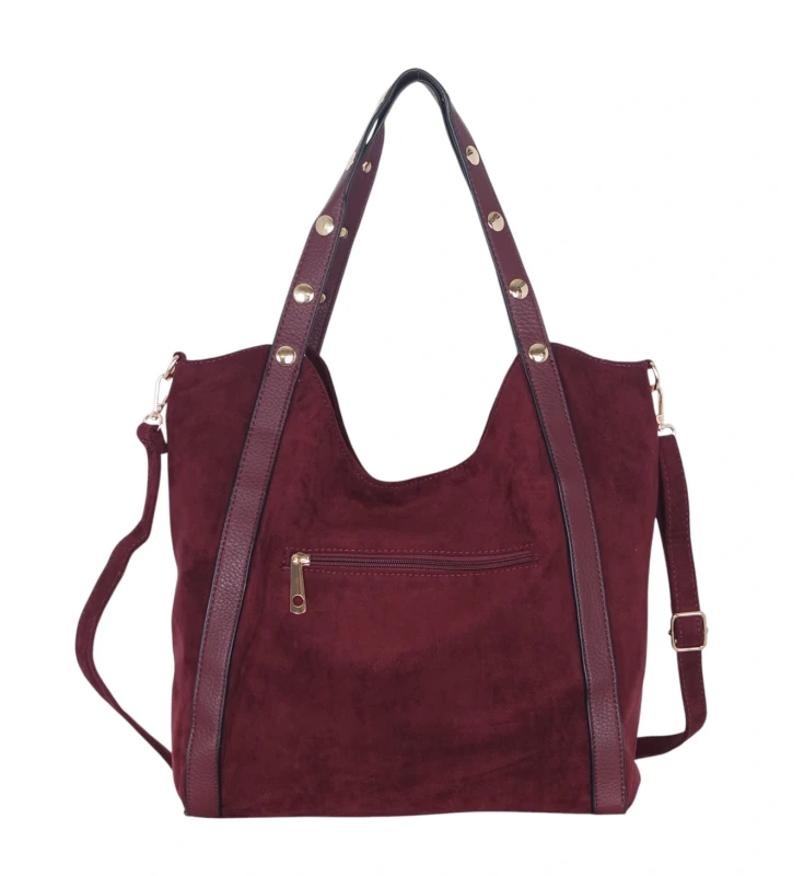 Andrea Massi Italy Torebka Shopper A4 | Zamsz Ekologiczny | Dżety | Rączki + Pasek