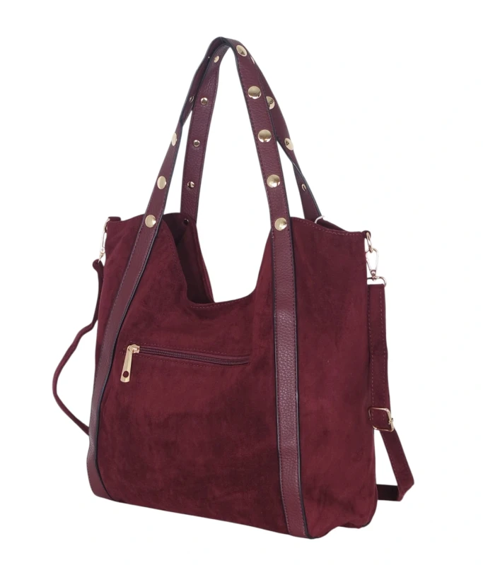 Andrea Massi Italy Torebka Shopper A4 | Zamsz Ekologiczny | Dżety | Rączki + Pasek