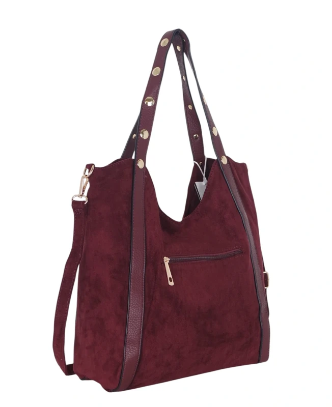 Andrea Massi Italy Torebka Shopper A4 | Zamsz Ekologiczny | Dżety | Rączki + Pasek