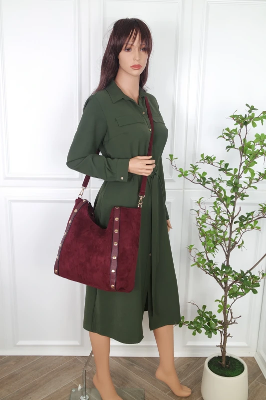 Andrea Massi Italy Torebka Shopper A4 | Zamsz Ekologiczny | Dżety | Rączki + Pasek