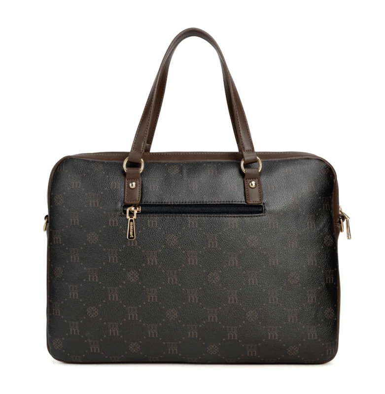MONNARI Premium Collection Torebka na Laptop A4 | Aktówka Damska | Rączki + Pasek | Czarno Brązowa