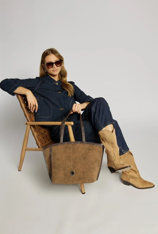 MONNARI Premium Collection Shopper Bag A4 | Torebka Damska na Ramię | Cynamon + Czekolada | Jesień Zima