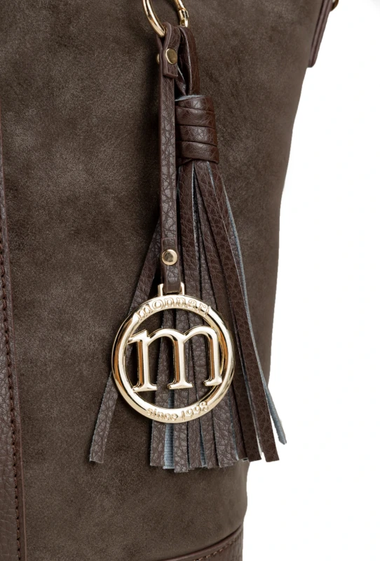 MONNARI Premium Collection Shopper A4 Czekoladowy Brąz | Nubuk Eko | Rączki + Pasek | Jesień Zima