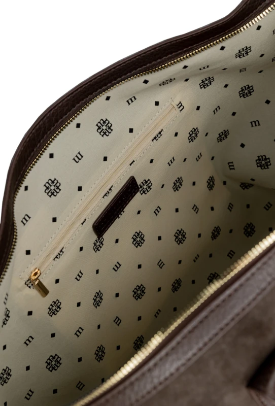 MONNARI Premium Collection Shopper A4 Czekoladowy Brąz | Nubuk Eko | Rączki + Pasek | Jesień Zima
