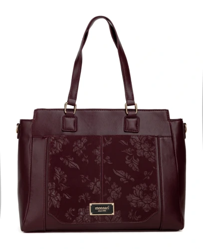 Monnari Premium Collection Torebka Damska A4 | Burgundowa | Do Ręki i na Ramię | Pasek
