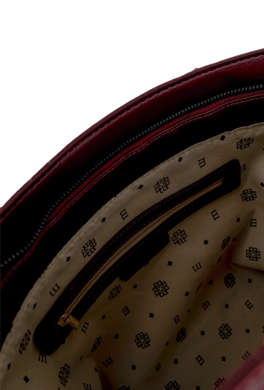 Monnari Premium Collection Torebka Damska A4 | Burgundowa | Do Ręki i na Ramię | Pasek