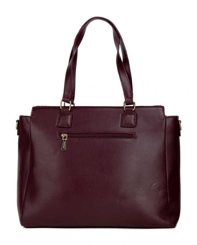 Monnari Premium Collection Torebka Damska A4 | Burgundowa | Do Ręki i na Ramię | Pasek