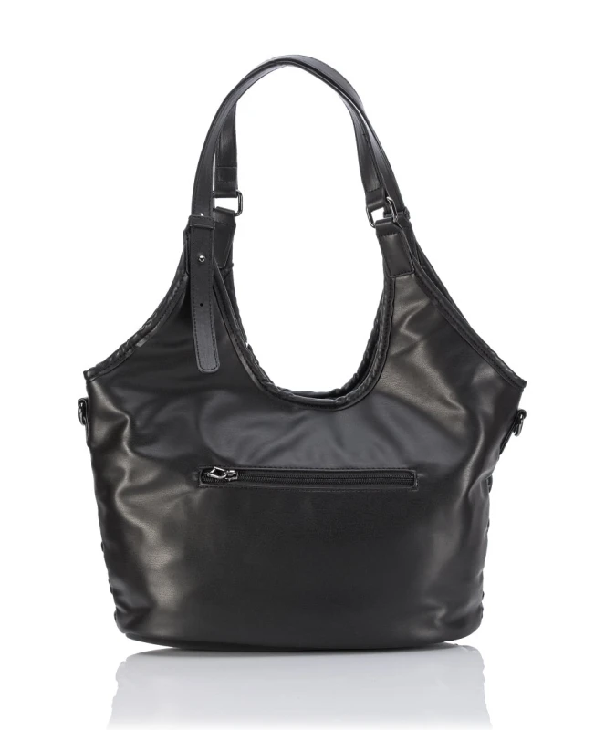 MONNARI Torebka Damska Shopper 2w1 | Pikowana | Saszetka Listonoszka | Rączki + Pasek | Czarna