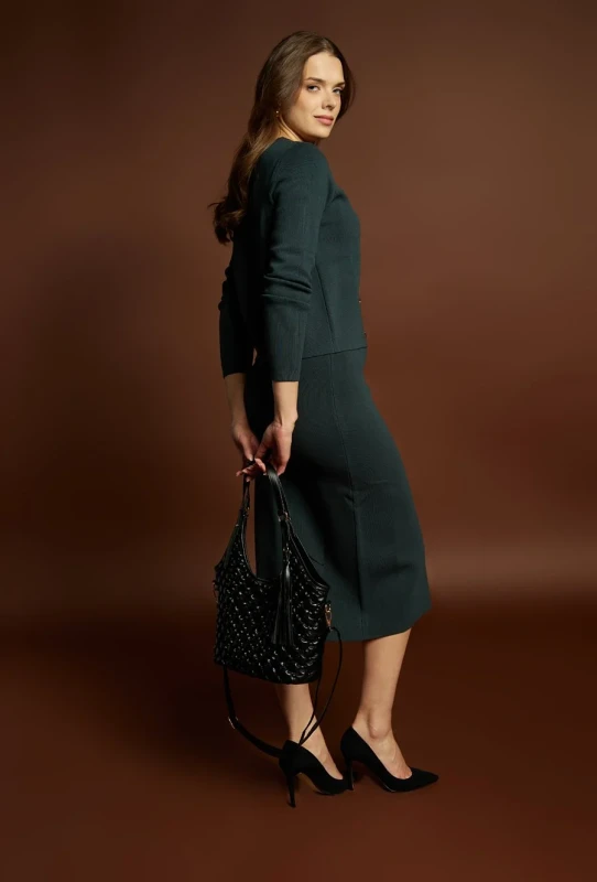 MONNARI Torebka Damska Shopper 2w1 | Pikowana | Saszetka Listonoszka | Rączki + Pasek | Czarna
