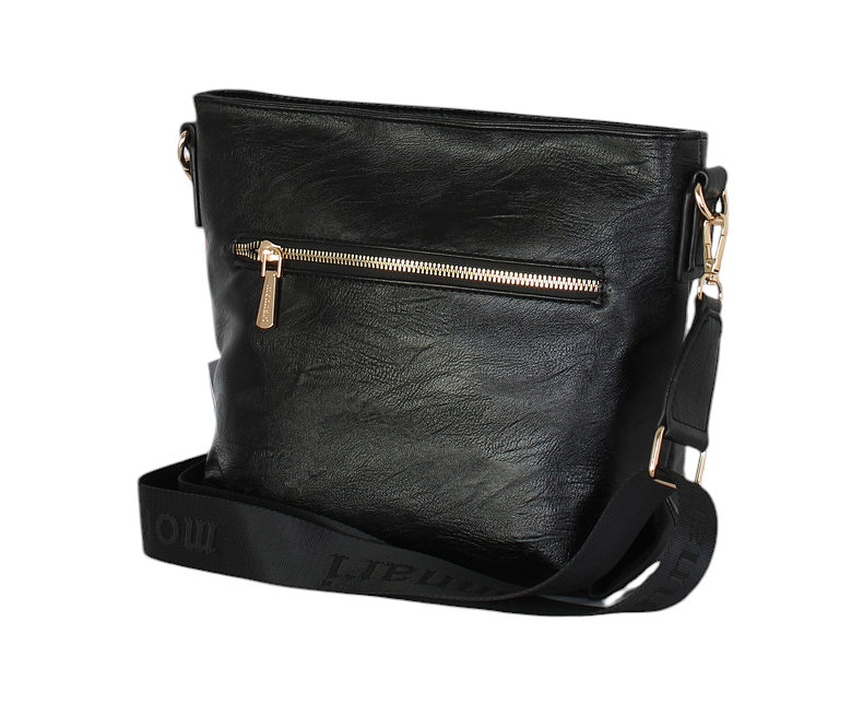 MONNARI Czarna Torebka Listonoszka Damska | Długi Regulowany Pasek | Świetna Ekoskóra