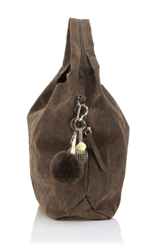 FLORA&amp;CO Paris Duża Torebka Shopper A4 z Zamszu Ekologicznego | Breloki | Rączki + Pasek