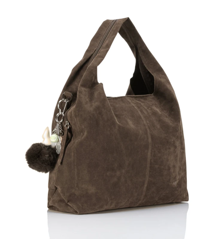 FLORA&amp;CO Paris Duża Torebka Shopper A4 z Zamszu Ekologicznego | Breloki | Rączki + Pasek