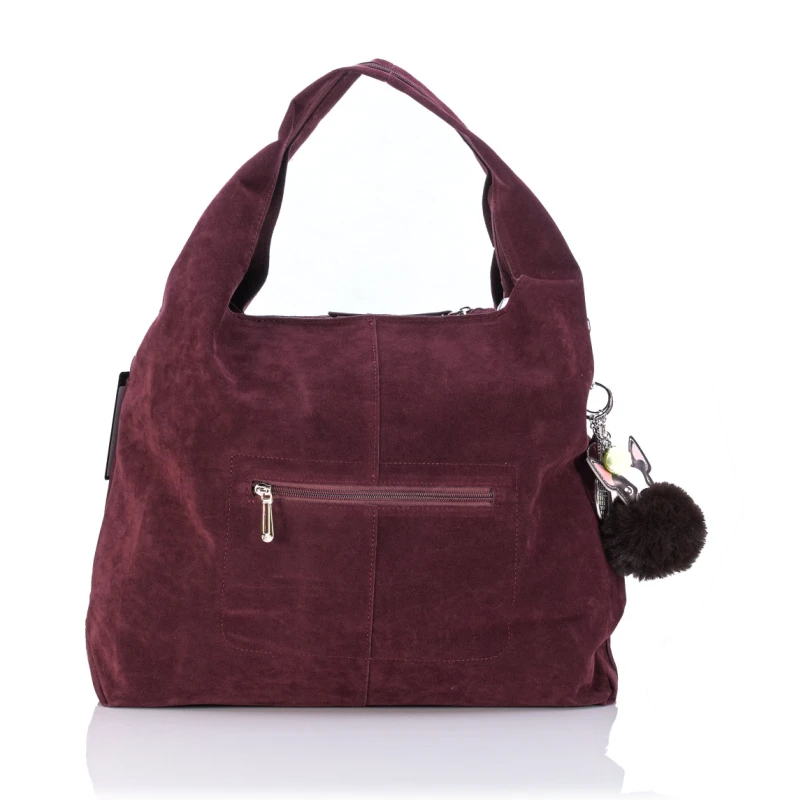 FLORA&amp;CO Paris Duża Torebka Shopper A4 z Zamszu Ekologicznego | Breloki | Rączki + Pasek