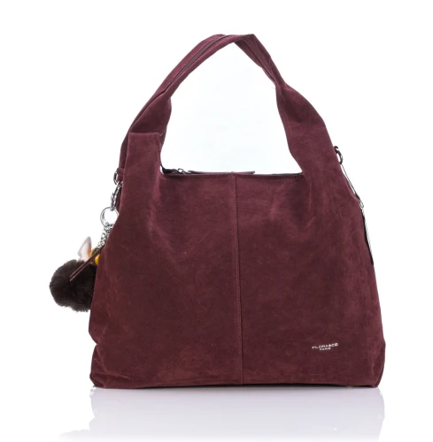 FLORA&CO Paris Duża Torebka Shopper A4 z Zamszu Ekologicznego | Breloki | Rączki + Pasek