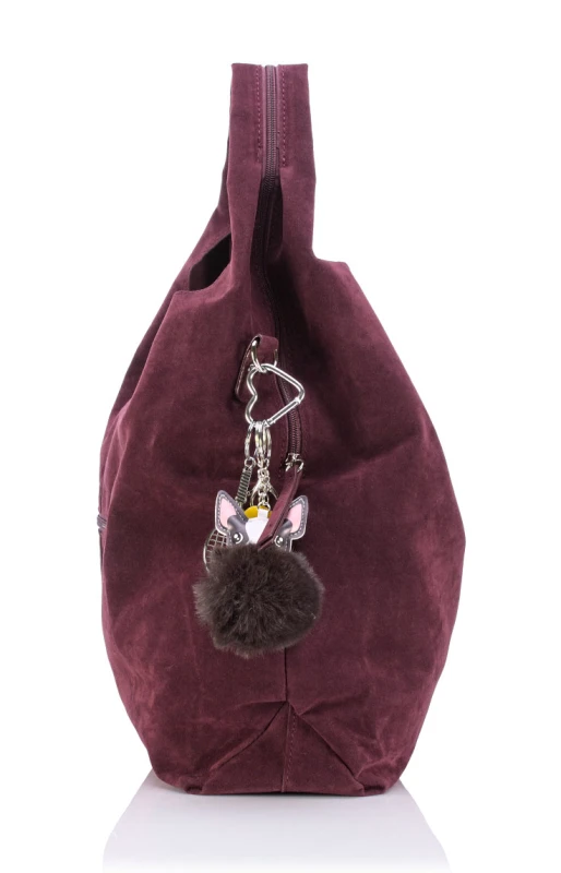 FLORA&amp;CO Paris Duża Torebka Shopper A4 z Zamszu Ekologicznego | Breloki | Rączki + Pasek