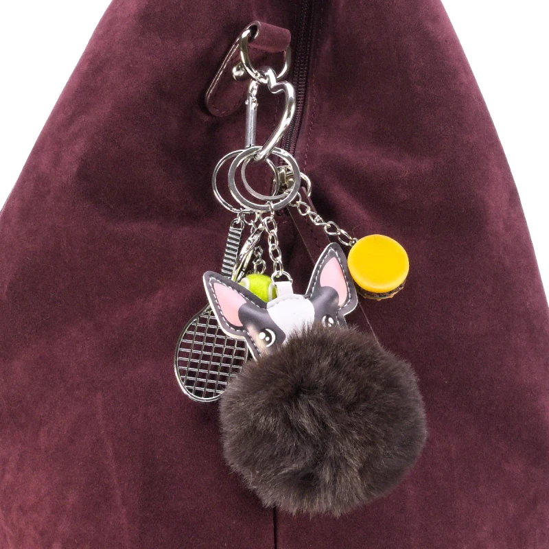 FLORA&amp;CO Paris Duża Torebka Shopper A4 z Zamszu Ekologicznego | Breloki | Rączki + Pasek