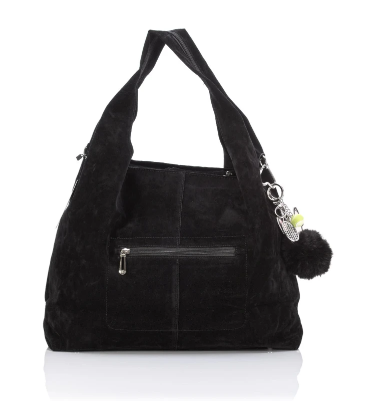 FLORA&amp;CO Paris Duża Torebka Shopper A4 z Zamszu Ekologicznego | Breloki | Rączki + Pasek