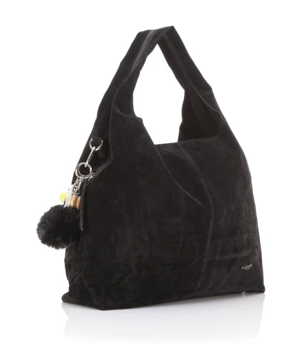 FLORA&CO Paris Duża Torebka Shopper A4 z Zamszu Ekologicznego | Breloki | Rączki + Pasek 