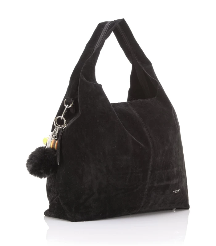 FLORA&amp;CO Paris Duża Torebka Shopper A4 z Zamszu Ekologicznego | Breloki | Rączki + Pasek