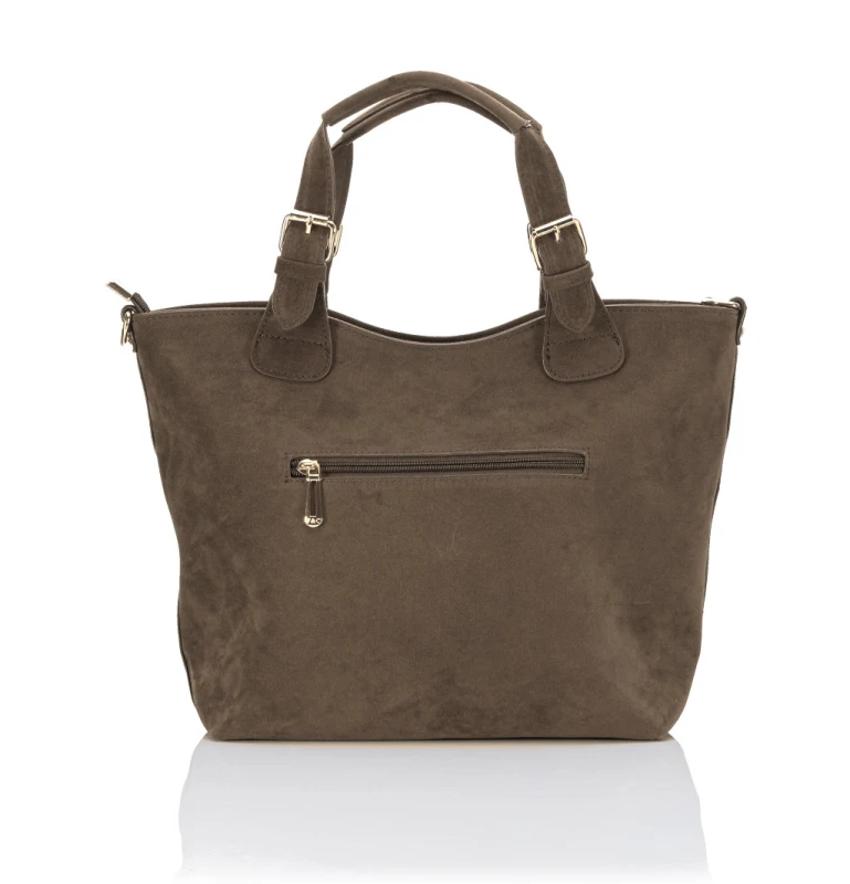 FLORA&amp;CO Paris Torebka Shopper A4 z Zamszu Ekologicznego | Rączki + Regulowany Pasek