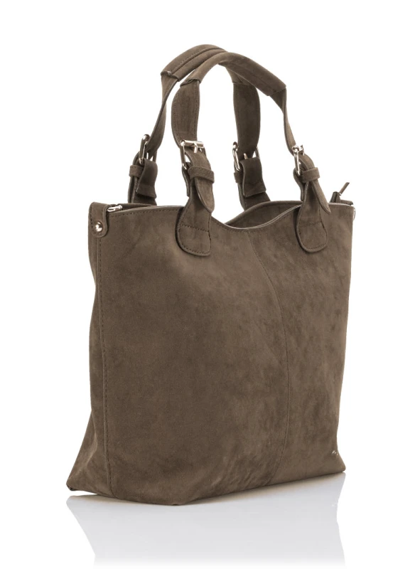 FLORA&amp;CO Paris Torebka Shopper A4 z Zamszu Ekologicznego | Rączki + Regulowany Pasek