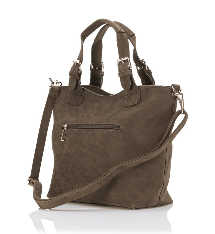FLORA&amp;CO Paris Torebka Shopper A4 z Zamszu Ekologicznego | Rączki + Regulowany Pasek