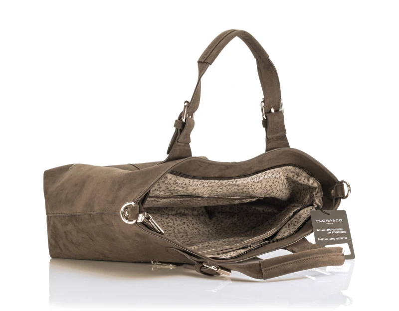 FLORA&amp;CO Paris Torebka Shopper A4 z Zamszu Ekologicznego | Rączki + Regulowany Pasek